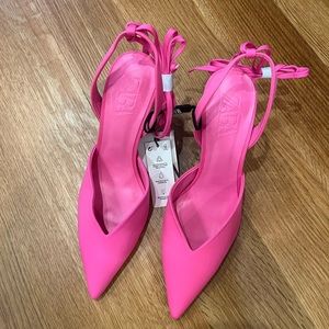 ZARA LACE UP TIED HIGH HEELED SHOES